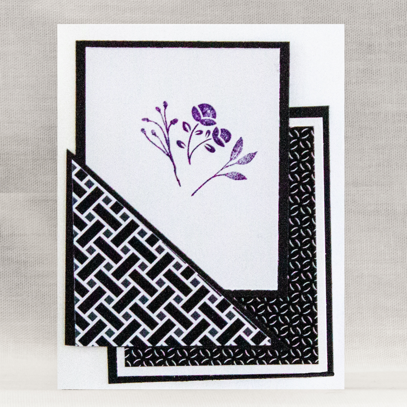 Note card with purple sprout design
